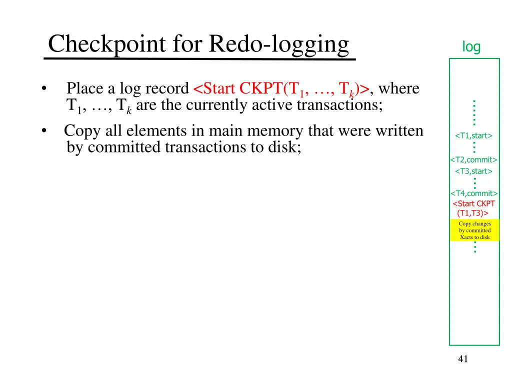 checkpoint for redo logging 2