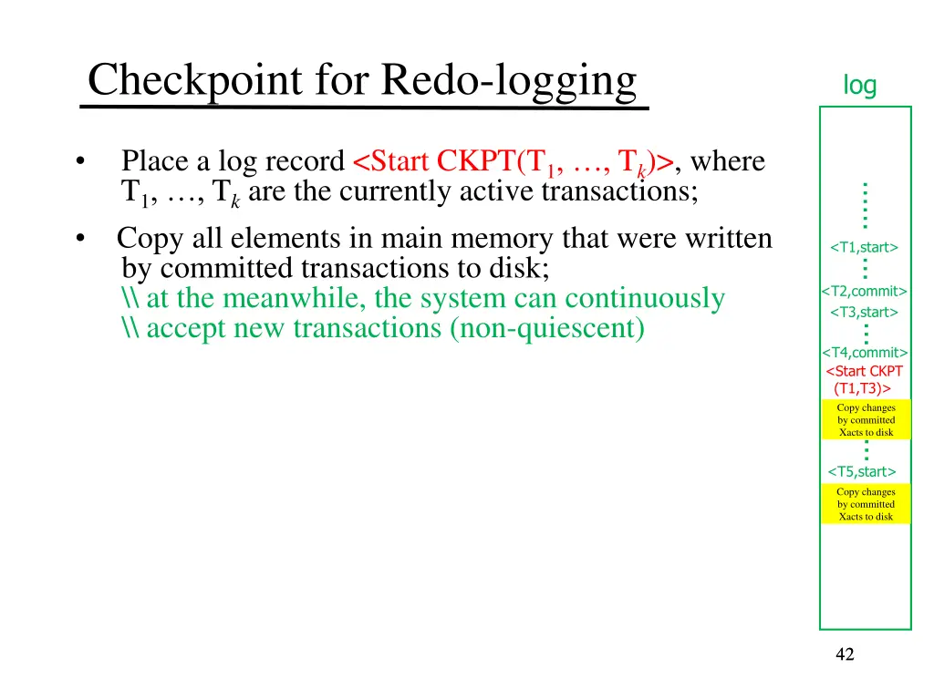 checkpoint for redo logging 3
