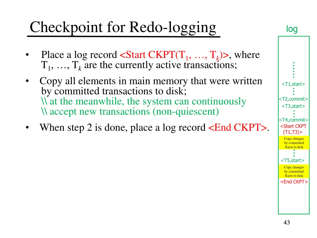checkpoint for redo logging 4