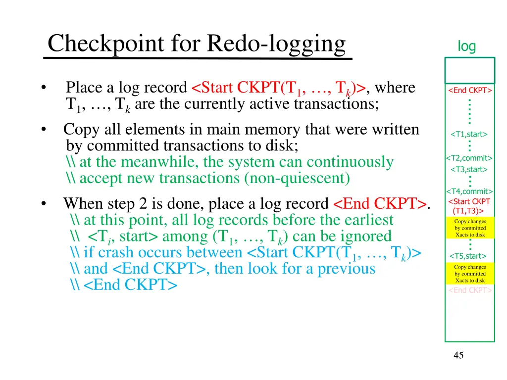 checkpoint for redo logging 6