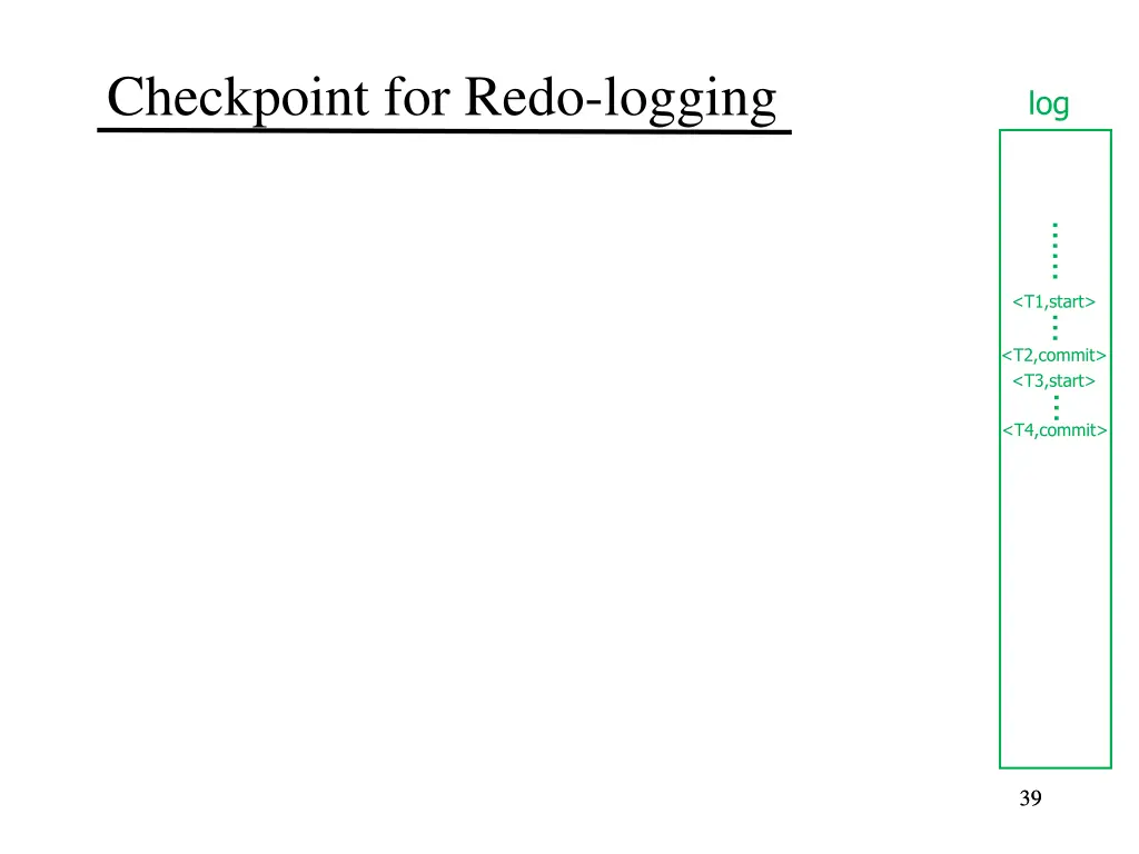 checkpoint for redo logging