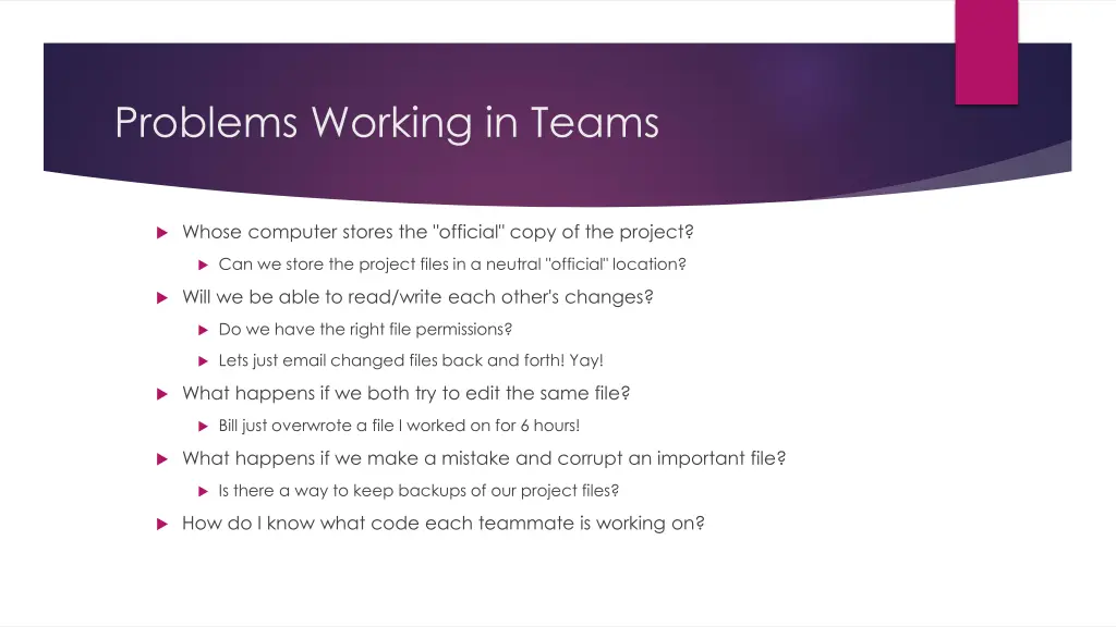 problems working in teams
