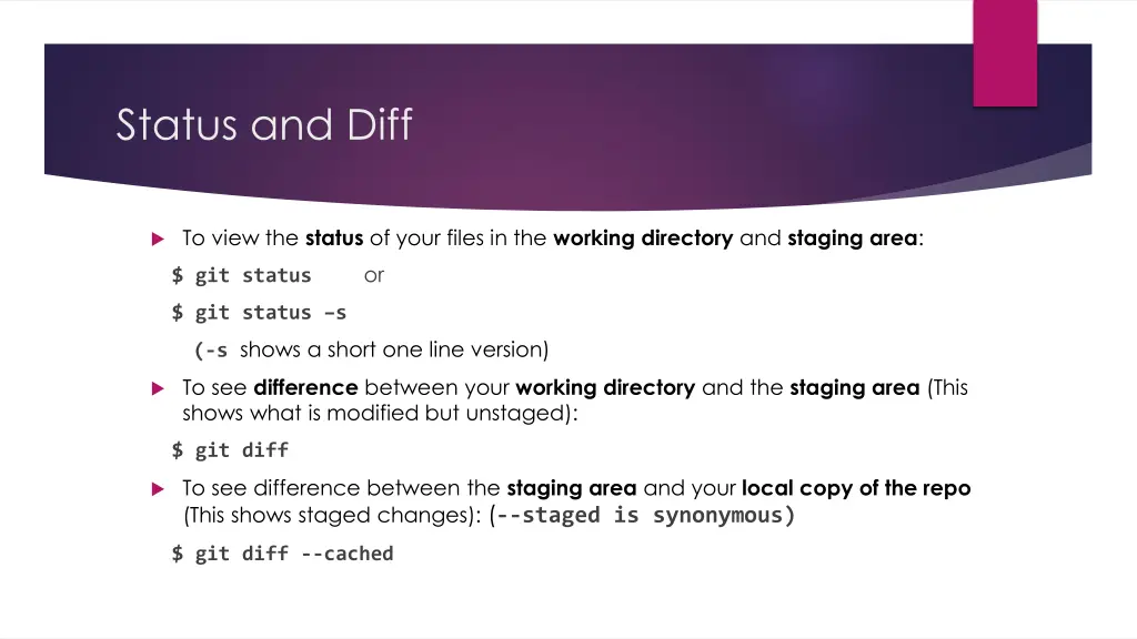 status and diff
