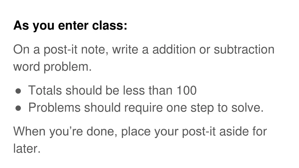 as you enter class