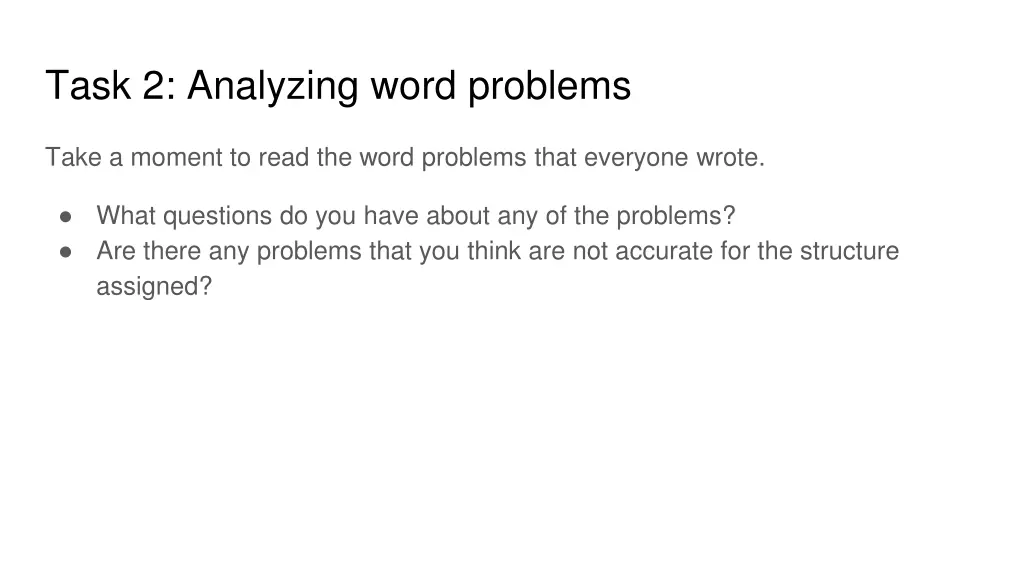 task 2 analyzing word problems