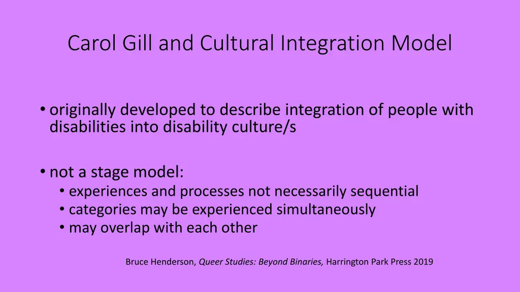 carol gill and cultural integration model