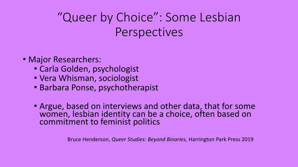 queer by choice some lesbian perspectives