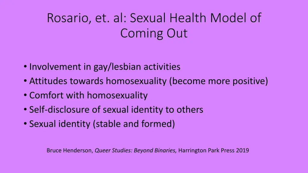 rosario et al sexual health model of coming out
