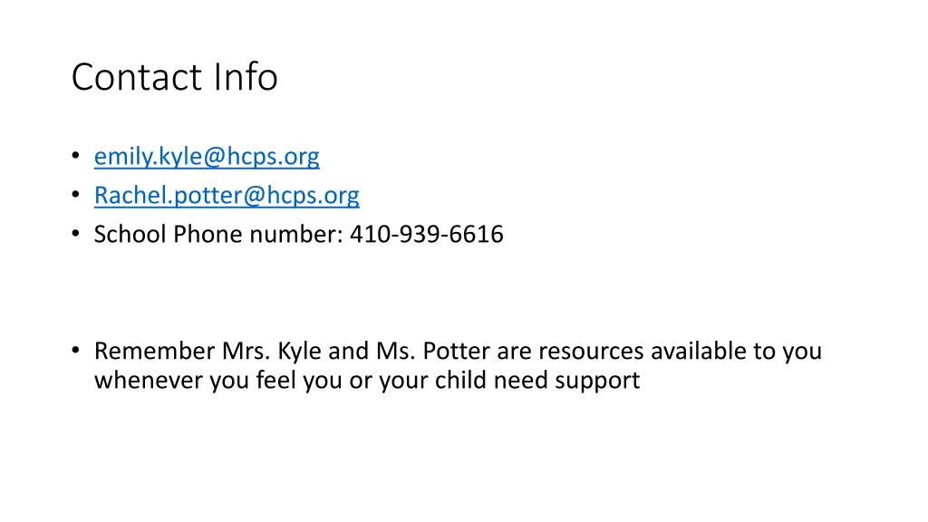 contact info