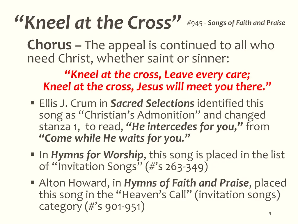 kneel at the cross chorus the appeal is continued