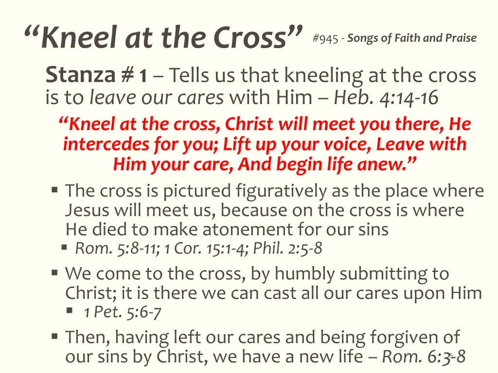 kneel at the cross stanza 1 tells us that