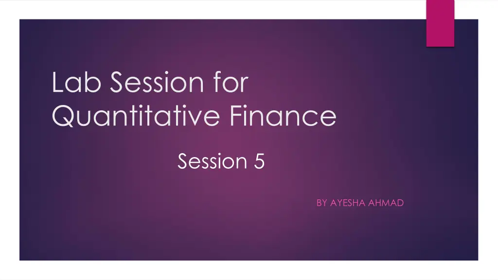lab session for quantitative finance