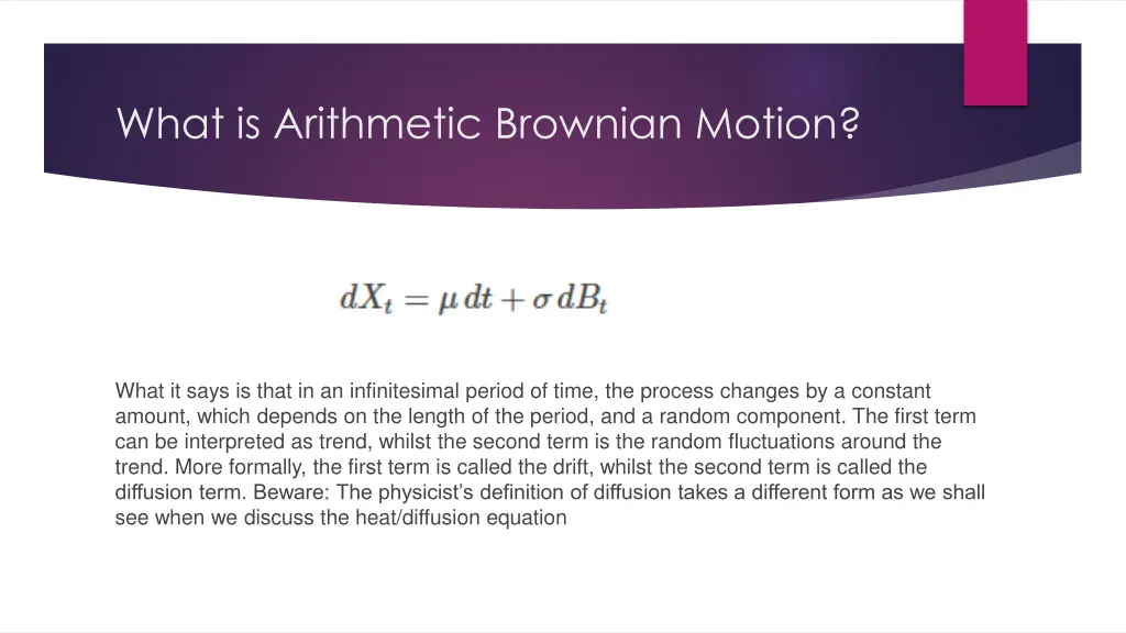 what is arithmetic brownian motion