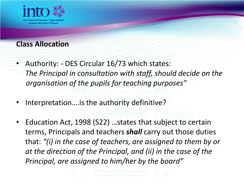 class allocation