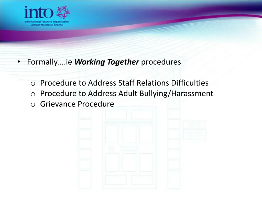 formally ie working together procedures