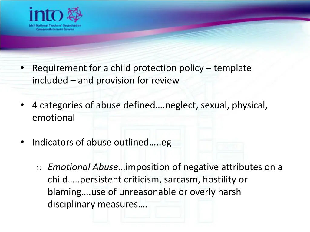 requirement for a child protection policy