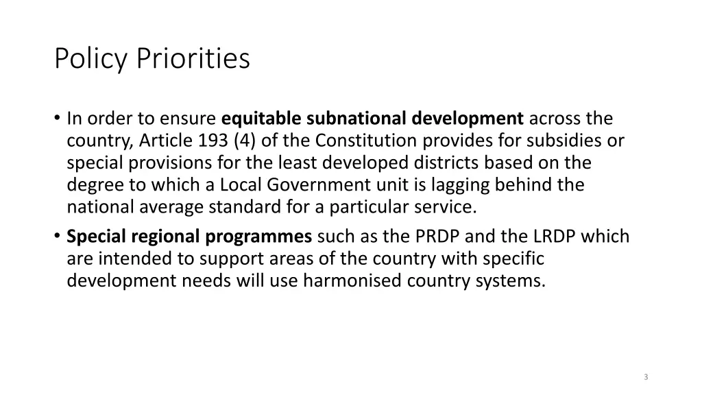 policy priorities