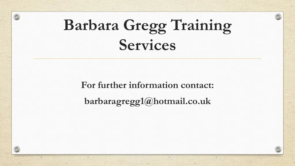 barbara gregg training services
