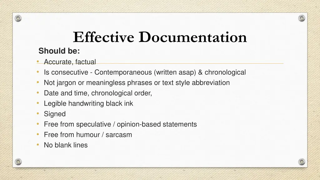 effective documentation should be accurate