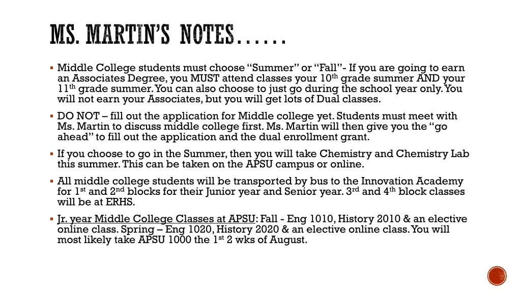 ms martin s notes