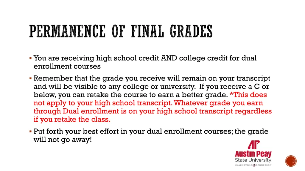 permanence of final grades
