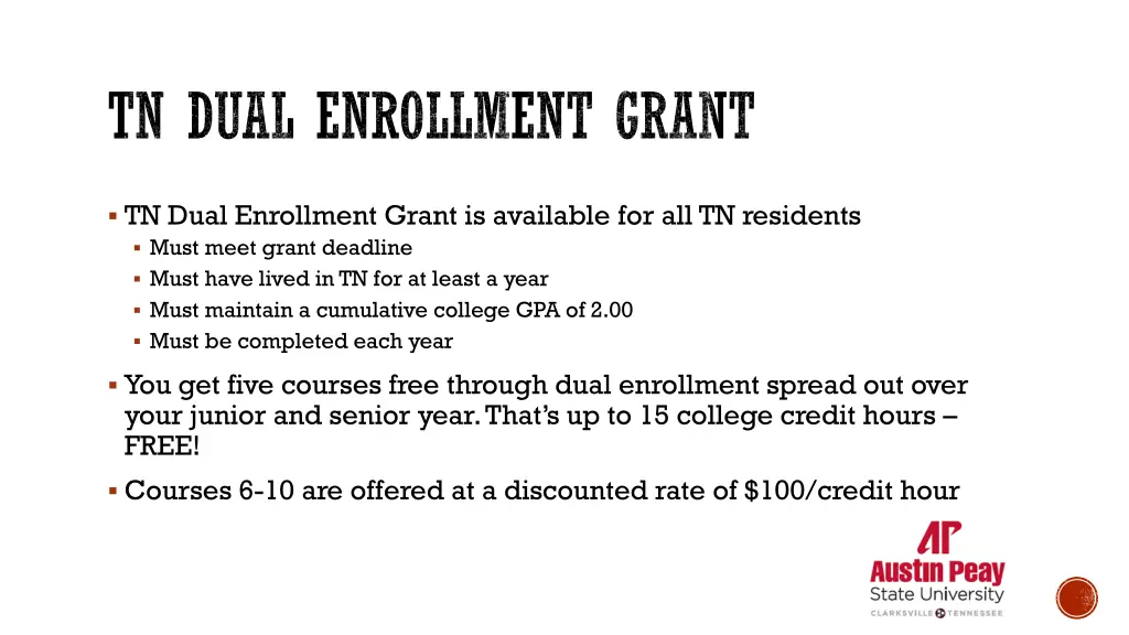tn dual enrollment grant