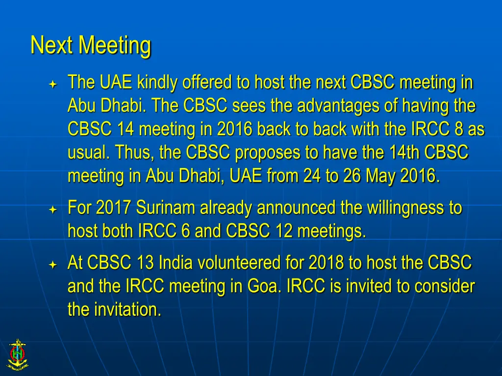 next meeting