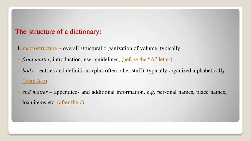the structure of a dictionary
