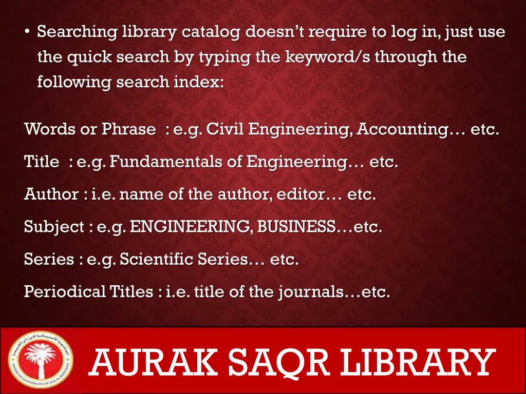 searching library catalog doesn t require