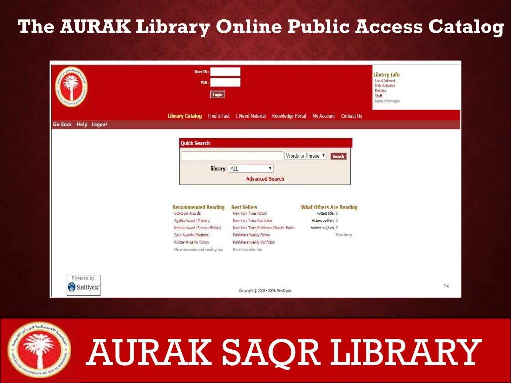 the aurak library online public access catalog