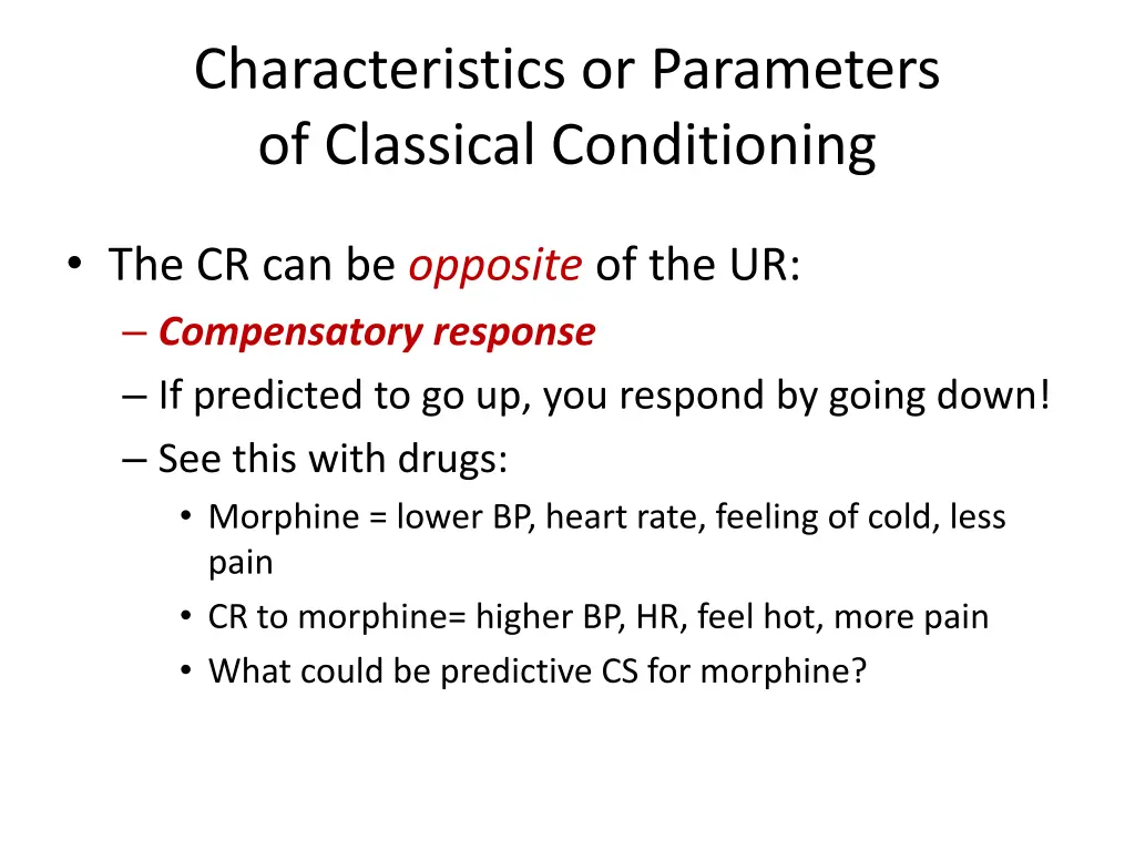 characteristics or parameters of classical 1