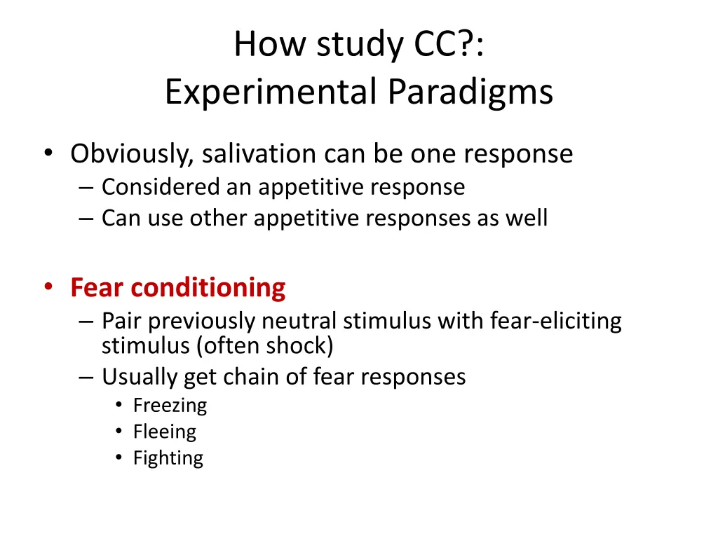 how study cc experimental paradigms