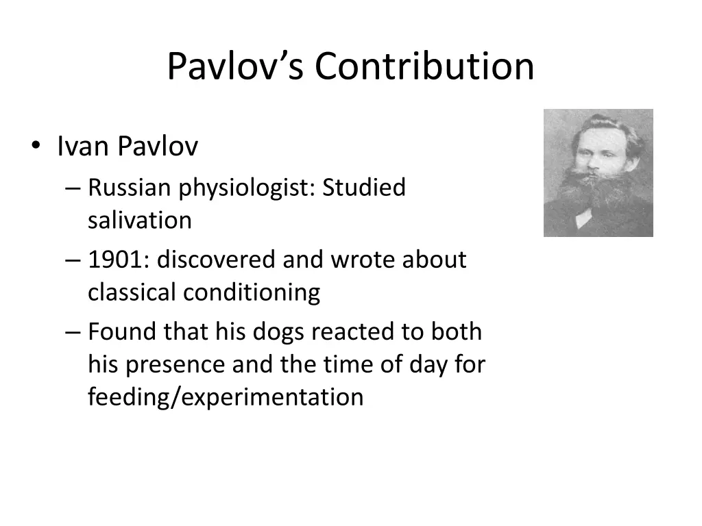 pavlov s contribution