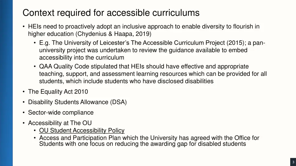 context required for accessible curriculums 1