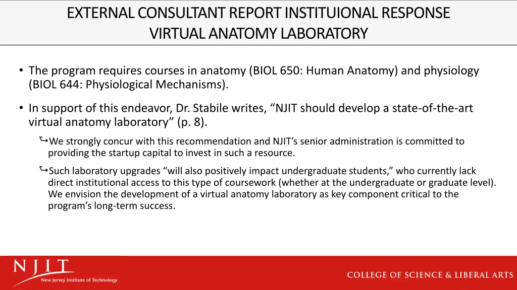 external consultant report instituional response 2