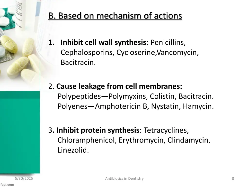 b based on mechanism of actions