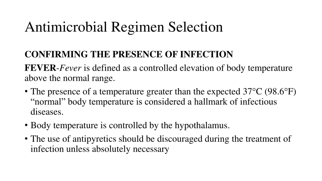 antimicrobial regimen selection
