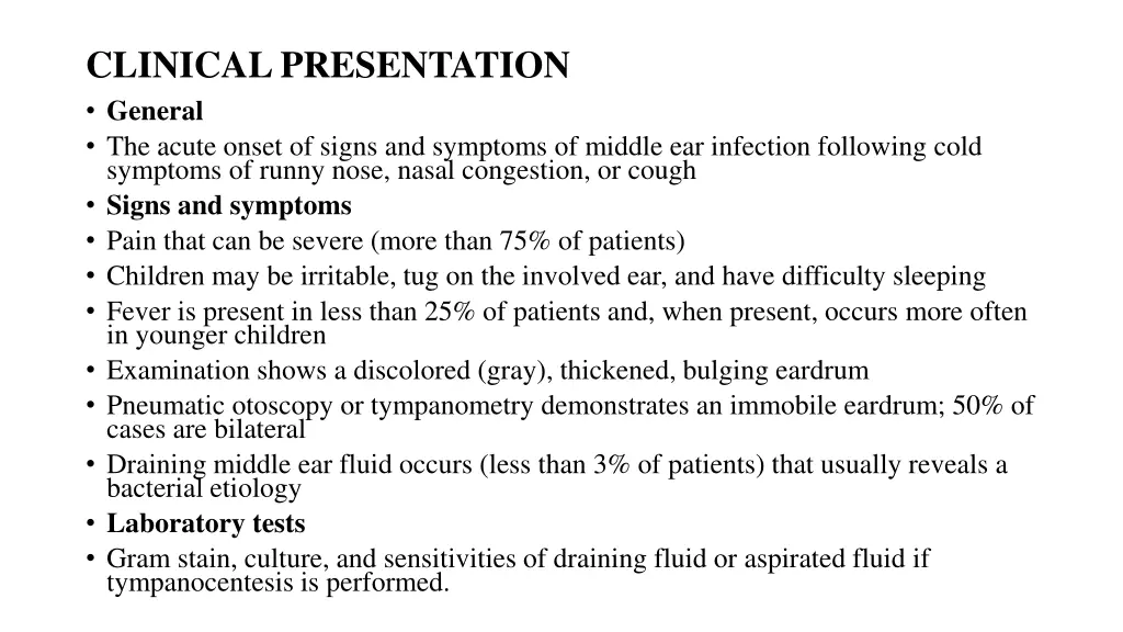 clinical presentation general the acute onset