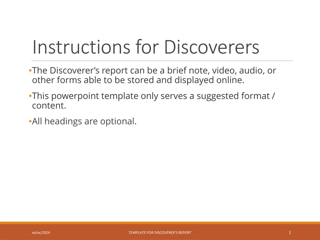 instructions for discoverers