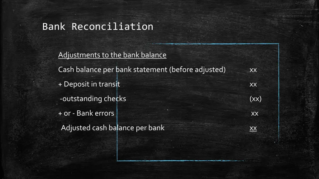 bank reconciliation