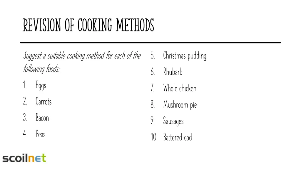 revision of cooking methods