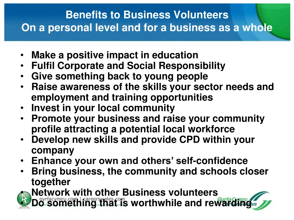 benefits to business volunteers on a personal