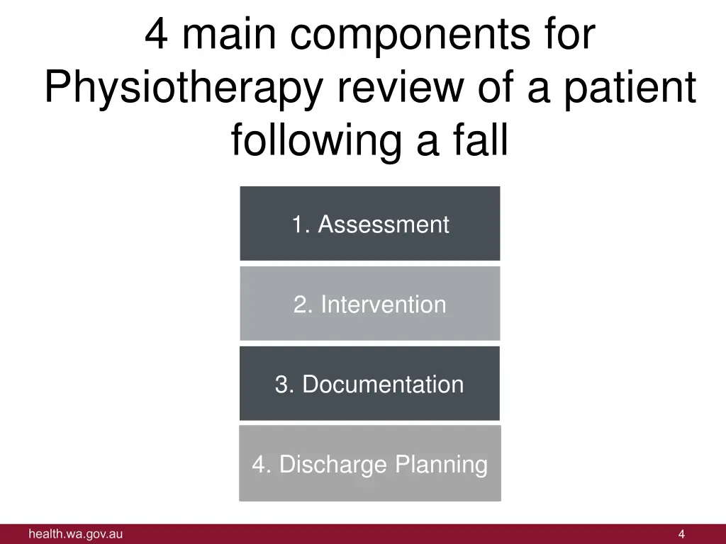 4 main components for physiotherapy review