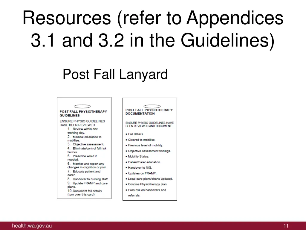 resources refer to appendices