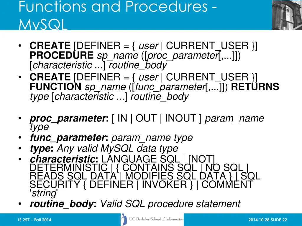 functions and procedures mysql