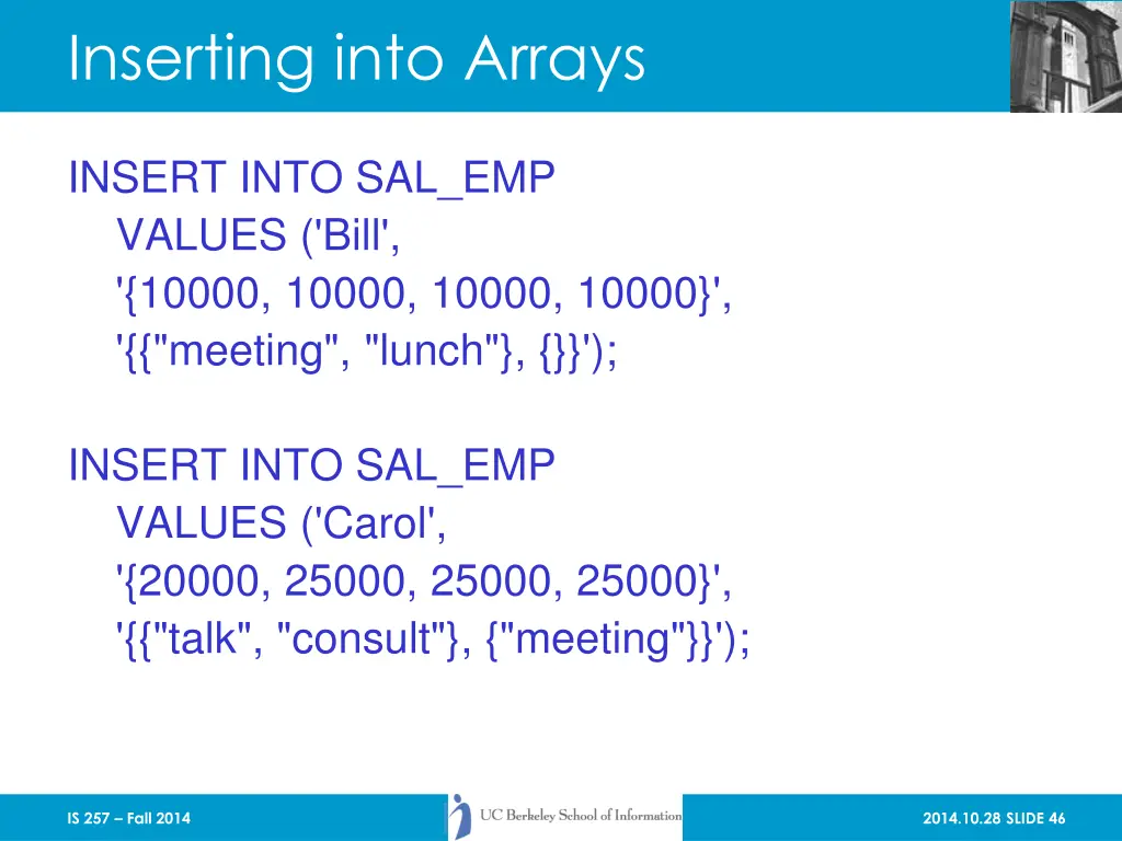 inserting into arrays