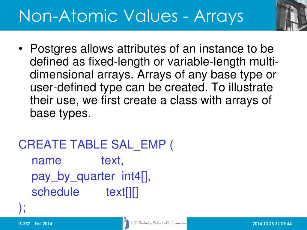non atomic values arrays