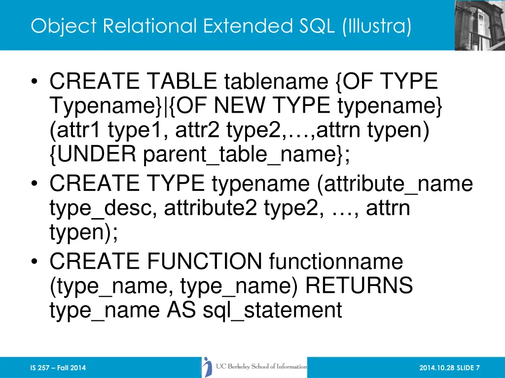 object relational extended sql illustra