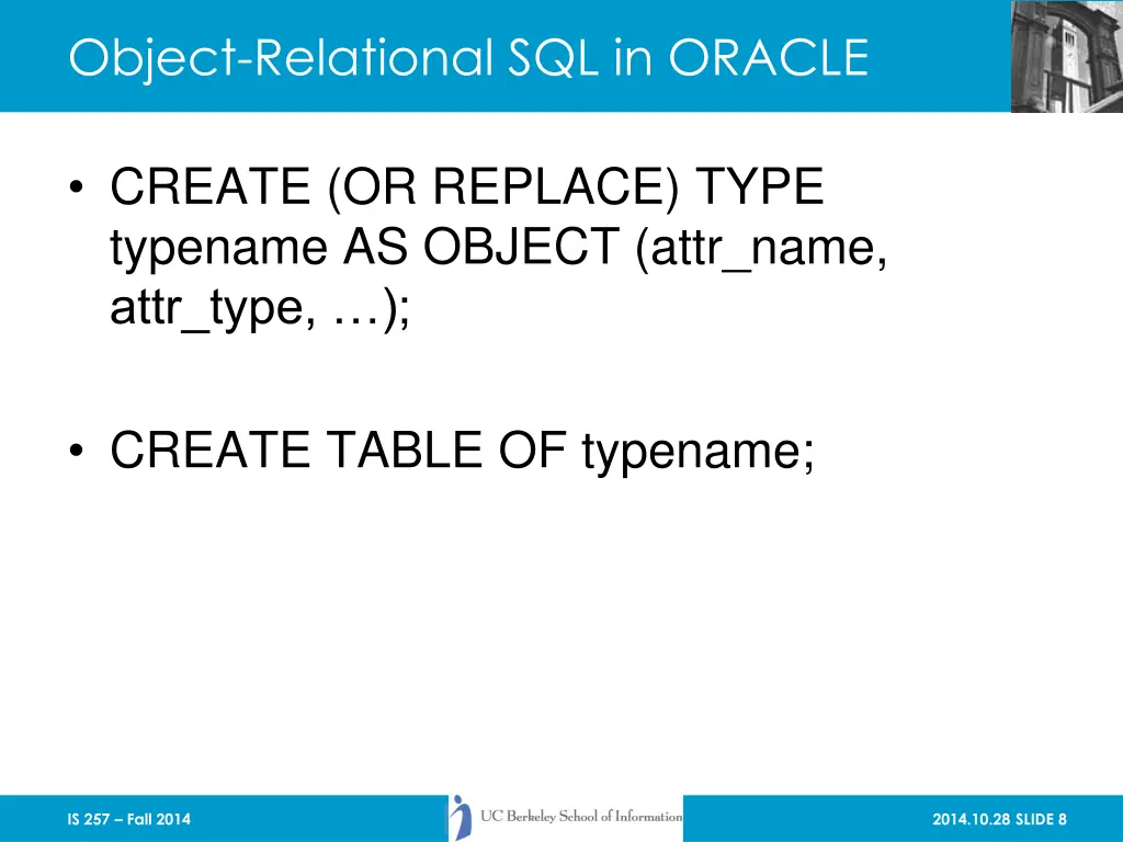 object relational sql in oracle