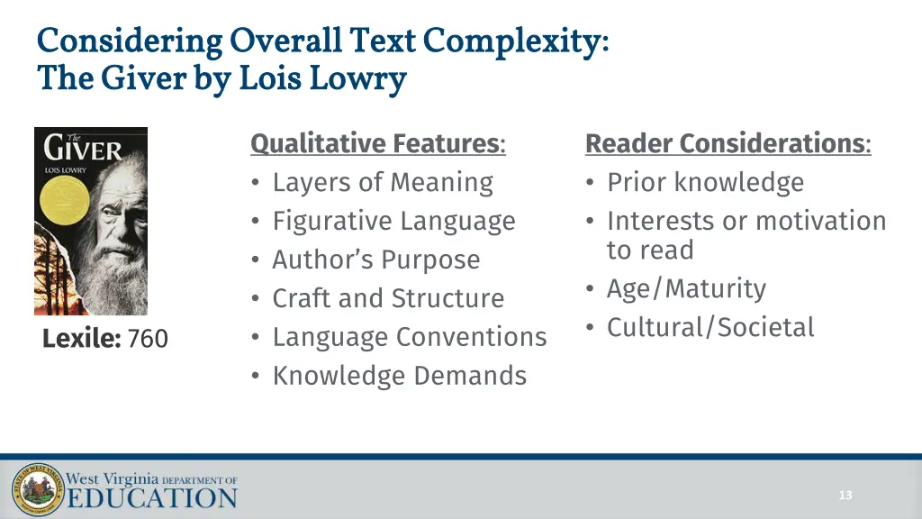 considering overall text complexity considering 1